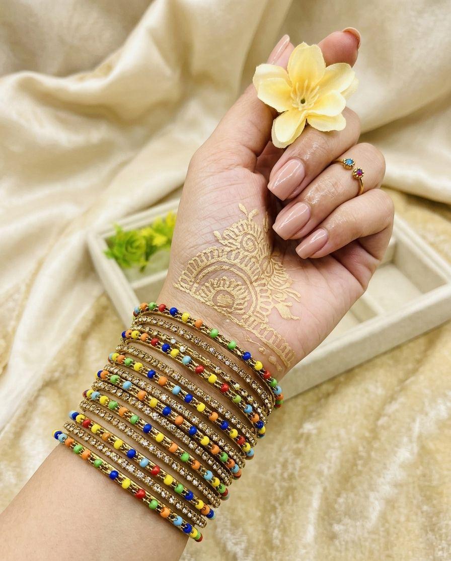 Indian Style Antique Multi Bangles Set for Women ā Fancy Traditional Chooriyan Set