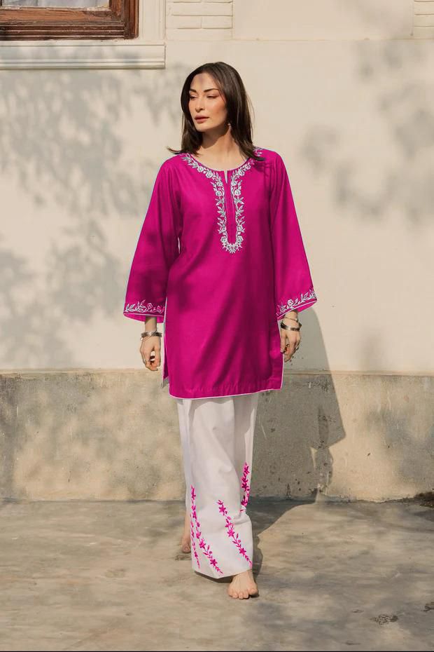 2PC Summer Cotton Dress for Women β Embroidered Shirt with Flapper (Soft Pure Cotton Casual Wear)