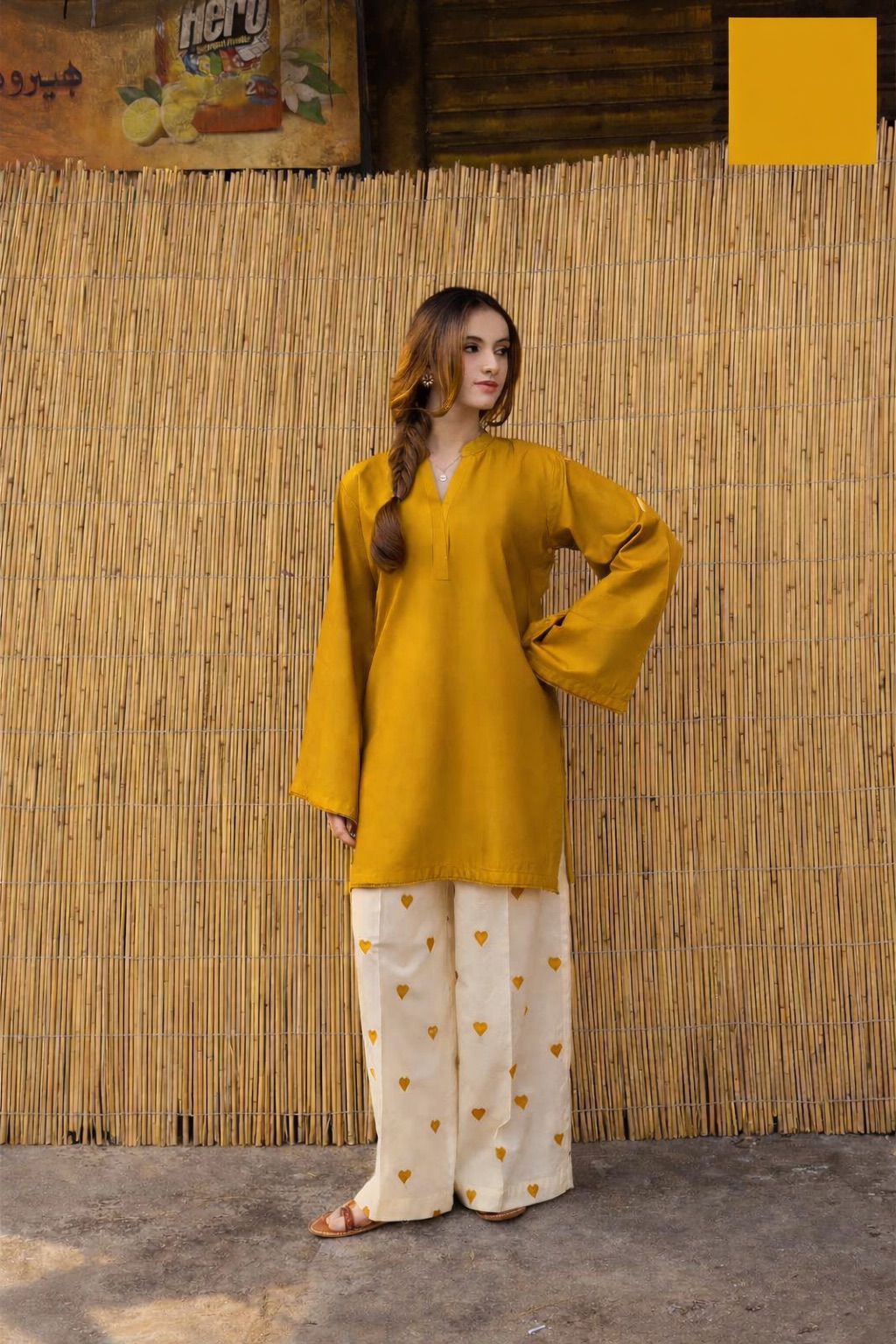 2PC Linen Heart Printed Dress for Women β V Neck Shirt with Flapper (Casual Summer Wear 2026)