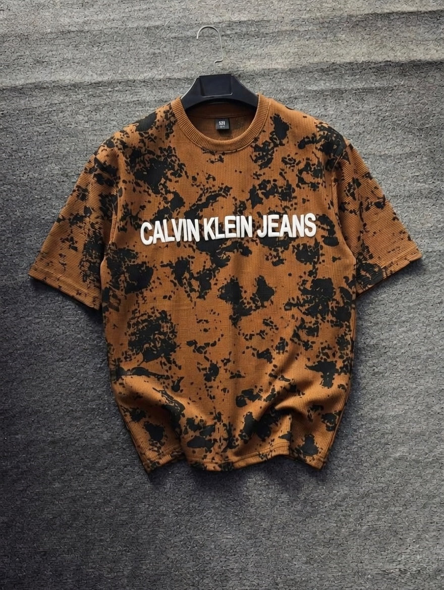Printed Drop Shoulder T-Shirt β Waffle Knit Premium Casual Wear (CK Style)