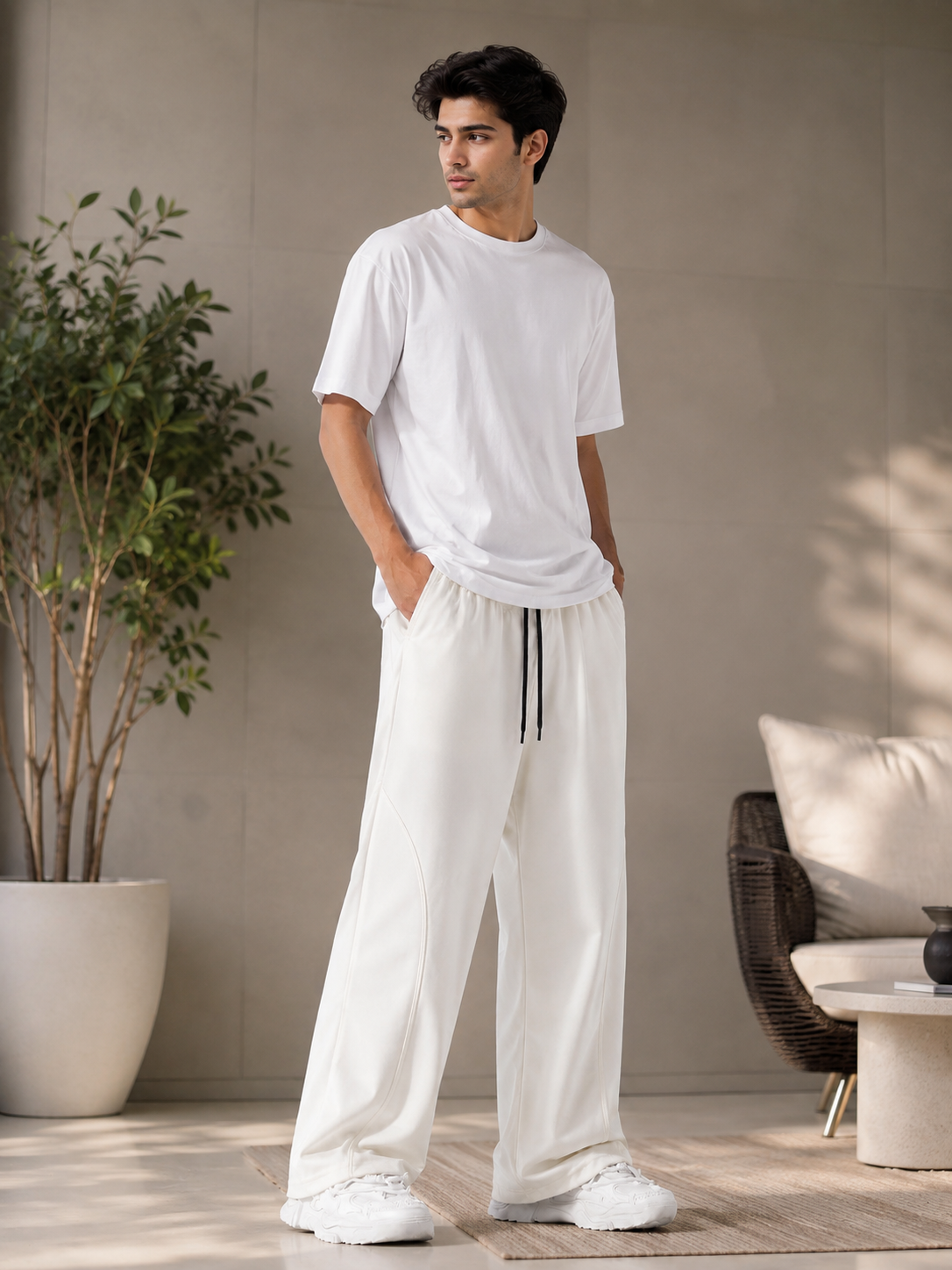 Men's Relaxed Fit Wide-Leg Trousers – Premium Casual Pants