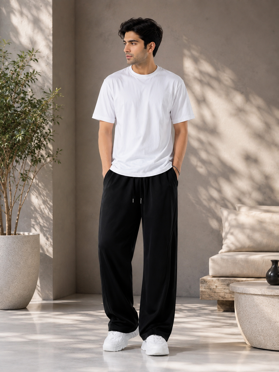 Men's Relaxed Fit Wide-Leg Trousers – Premium Casual Pants