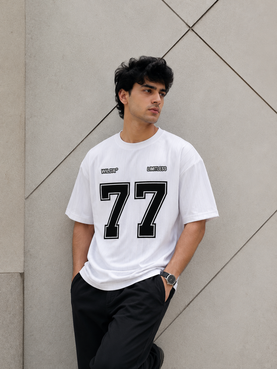77 Front Printed Drop Shoulder T-Shirt – Premium Needle Interlock Fabric / Amiri Printed Drop Shoulder T-Shirt – Premium Waffle Knit Fabric