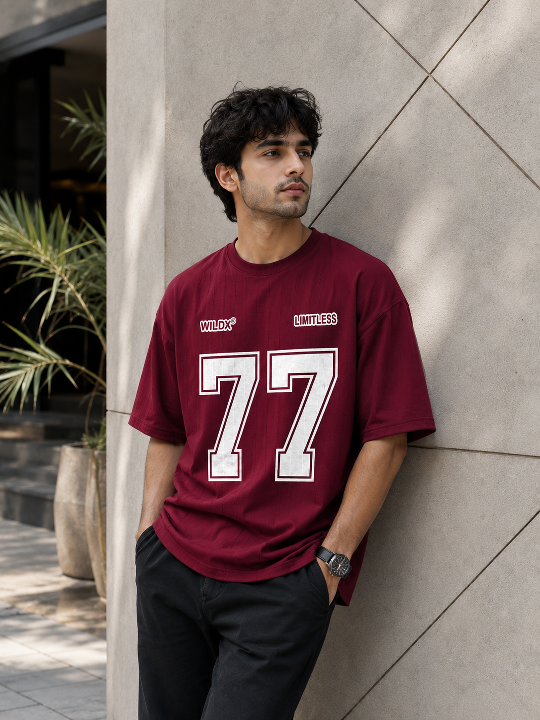 77 Front Printed Drop Shoulder T-Shirt – Premium Needle Interlock Fabric / Amiri Printed Drop Shoulder T-Shirt – Premium Waffle Knit Fabric