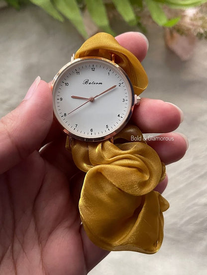 Elegant Scrunchie Strap Women's Watch –