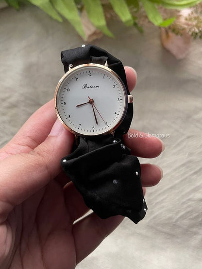 Elegant Scrunchie Strap Women's Watch –