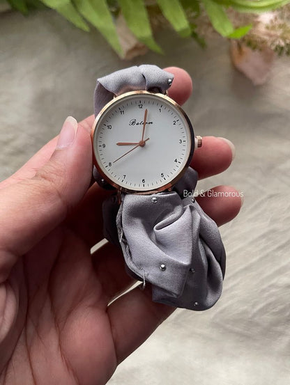 Elegant Scrunchie Strap Women's Watch –