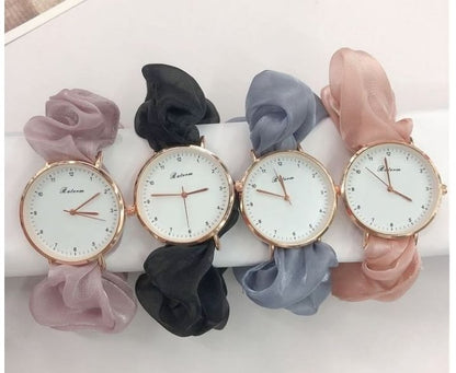 Elegant Scrunchie Strap Women's Watch –