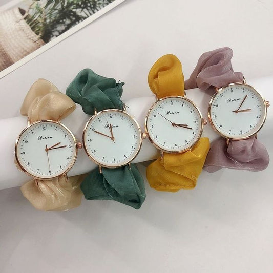 Elegant Scrunchie Strap Women's Watch –