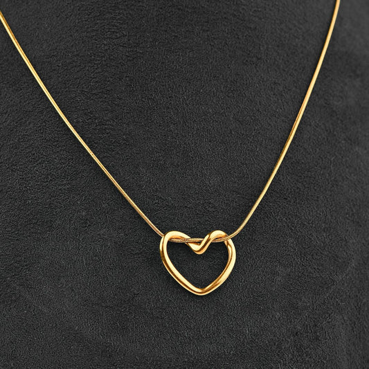Open Heart Stainless Steel Pendant Necklace for Women