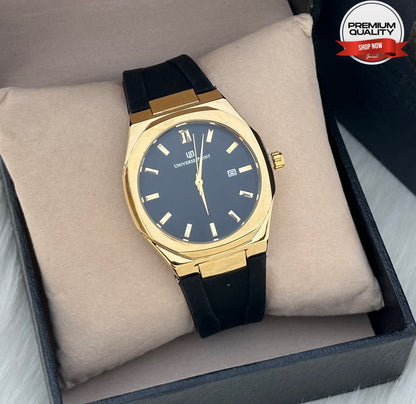 Luxury Gold Brown Men’s Watch – Premium Silicone Strap Edition