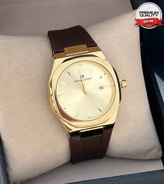 Luxury Gold Brown Men’s Watch – Premium Silicone Strap Edition