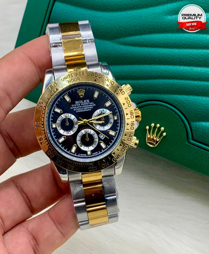 Luxury Two-Tone Stainless Steel Chronograph Men's Watch – Premium Gold & Silver Wrist Watch  Product Description