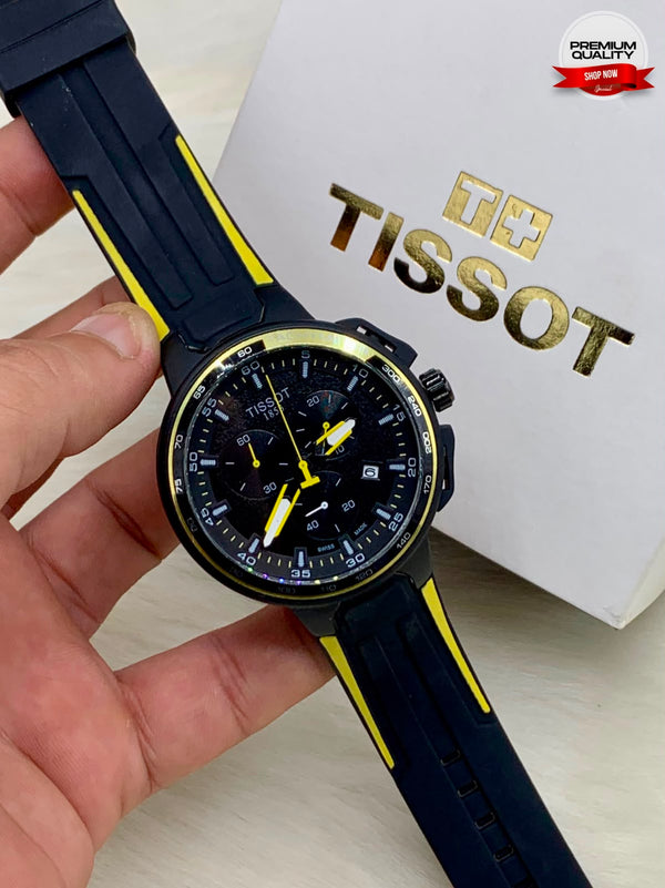 Premium Sports Chronograph Watch for Men – Black & Yellow Edition