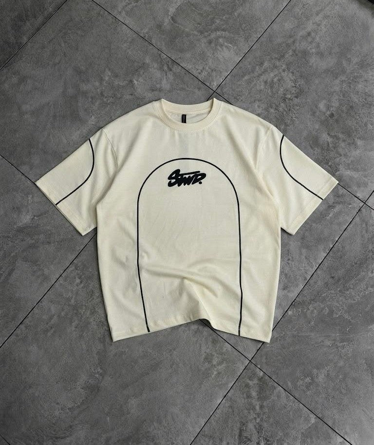 STWD Men's Oversized Contrast Piping T-Shirt