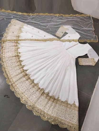 Premium Embroidered Anarkali Maxi Dress with Net Dupatta – Women's Formal Wear