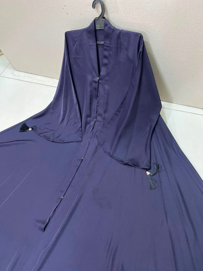 Premium Front Open Nida Abaya for Women – Elegant Dark Teal Islamic Maxi Abaya