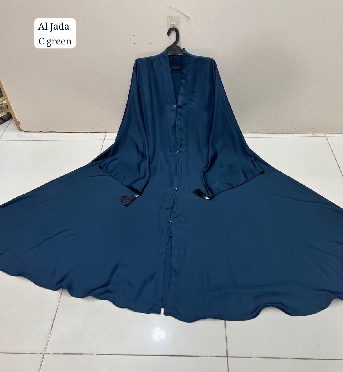 Premium Front Open Nida Abaya for Women – Elegant Dark Teal Islamic Maxi Abaya