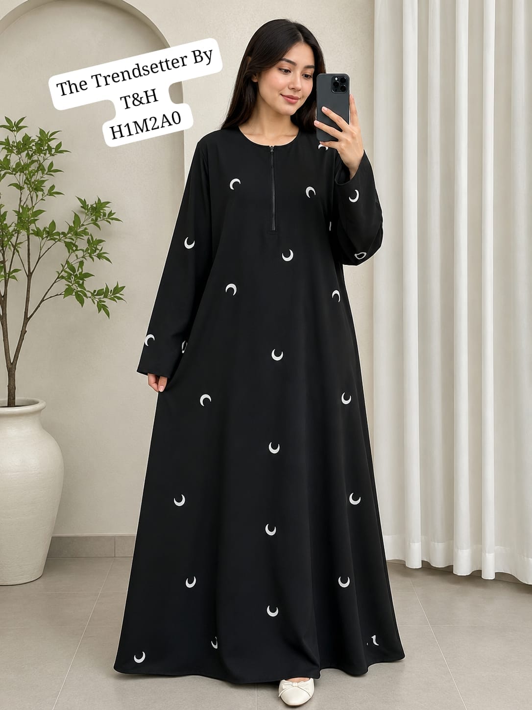 Premium Black Printed Maxi Abaya for Women – Elegant Modest Islamic Dress