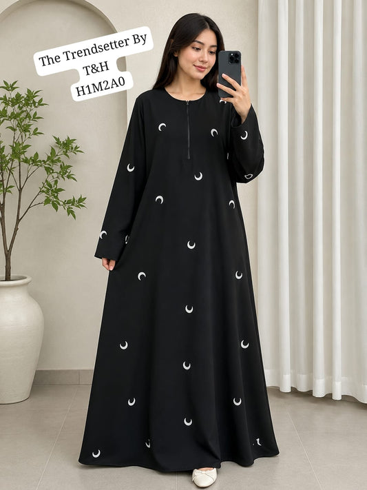 Premium Black Printed Maxi Abaya for Women – Elegant Modest Islamic Dress