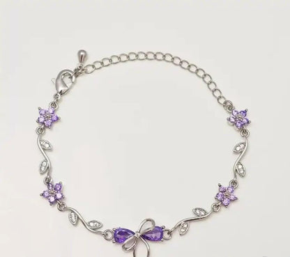 Gold Plated Zircon Bow Bracelet for Women