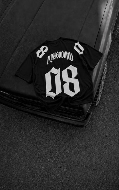 Men's Black 08 Graphic Jersey T-Shirt – Oversized Streetwear