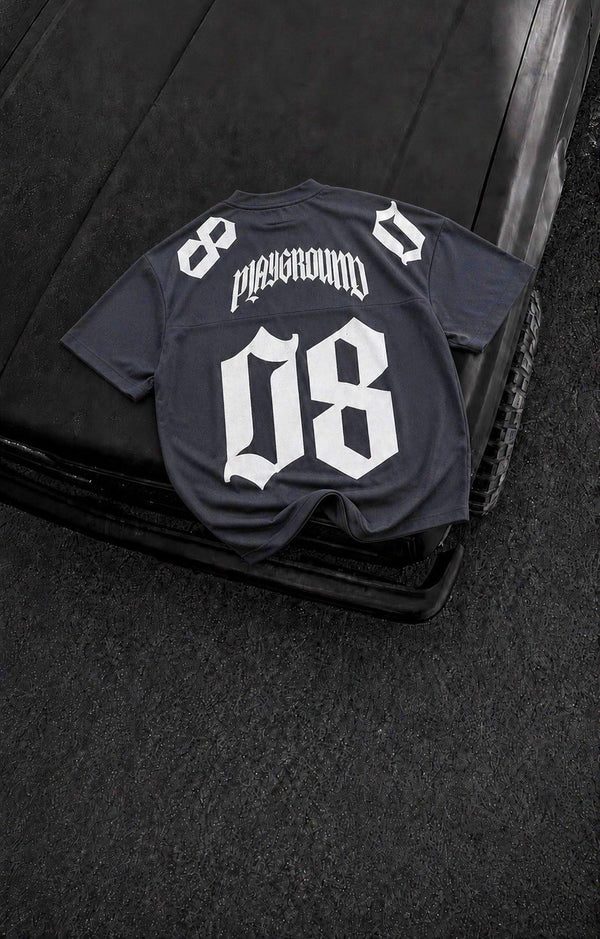 Men's Black 08 Graphic Jersey T-Shirt – Oversized Streetwear