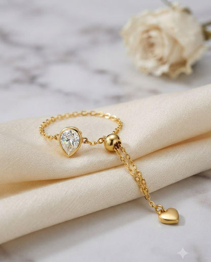 Delicate Up & Down Stainless Steel Zircon Adjustable Ring for Women