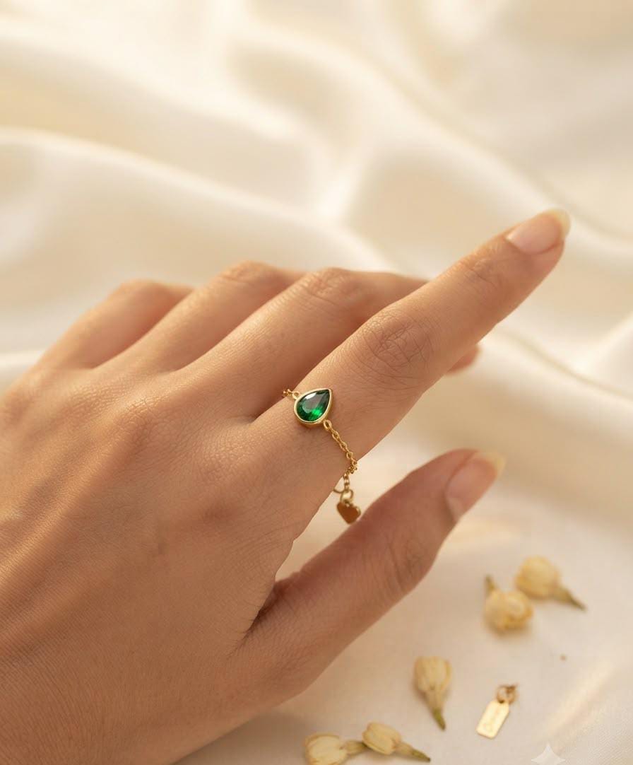 Delicate Up & Down Stainless Steel Zircon Adjustable Ring for Women