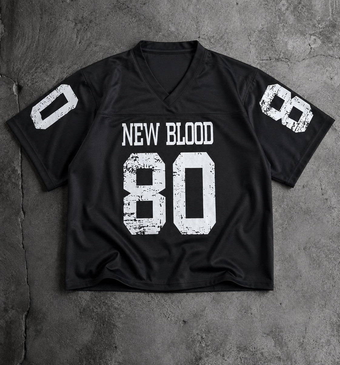 New Blood 80 V-Neck Printed Oversized T-Shirt