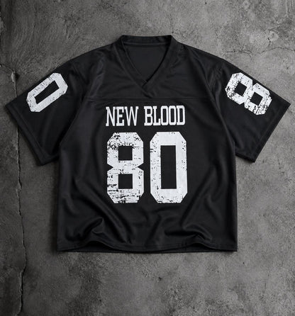 New Blood 80 V-Neck Printed Oversized T-Shirt