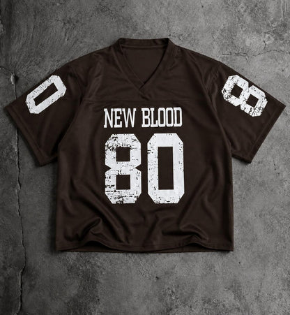 New Blood 80 V-Neck Printed Oversized T-Shirt