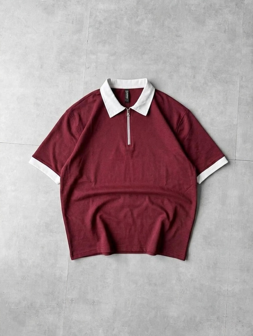 Men's Back Printed Zip Polo Drop – Premium Fine Terry Casual Fashion Shirt