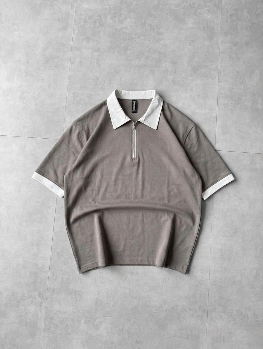 Men's Back Printed Zip Polo Drop – Premium Fine Terry Casual Fashion Shirt
